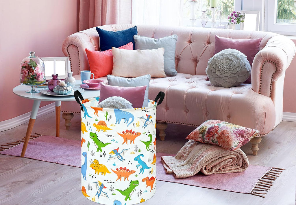 Colorful Dinosaur Laundry Basket,Dragon Nursery Hamper,Toy Basket for Boys