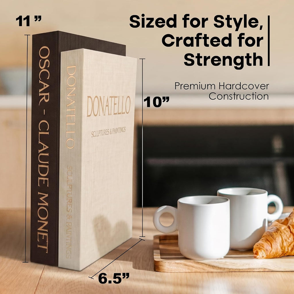 Decorative Faux Books for Home Decor, Set of 2, Black - Beige