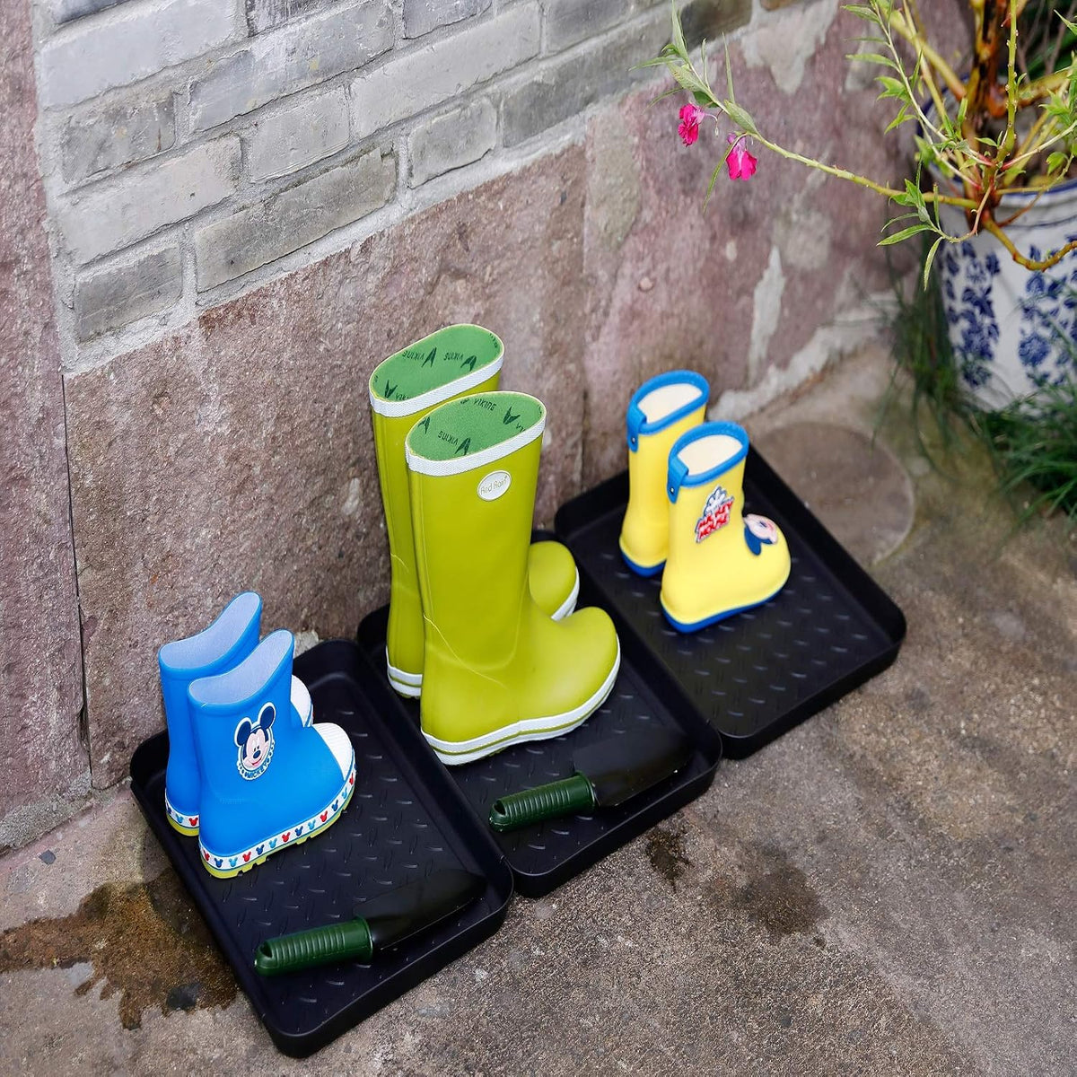 Boot Mat Tray for Entryway, 3 Pack Black 13.7"x10.8"x1.2" Boots Drying Pad