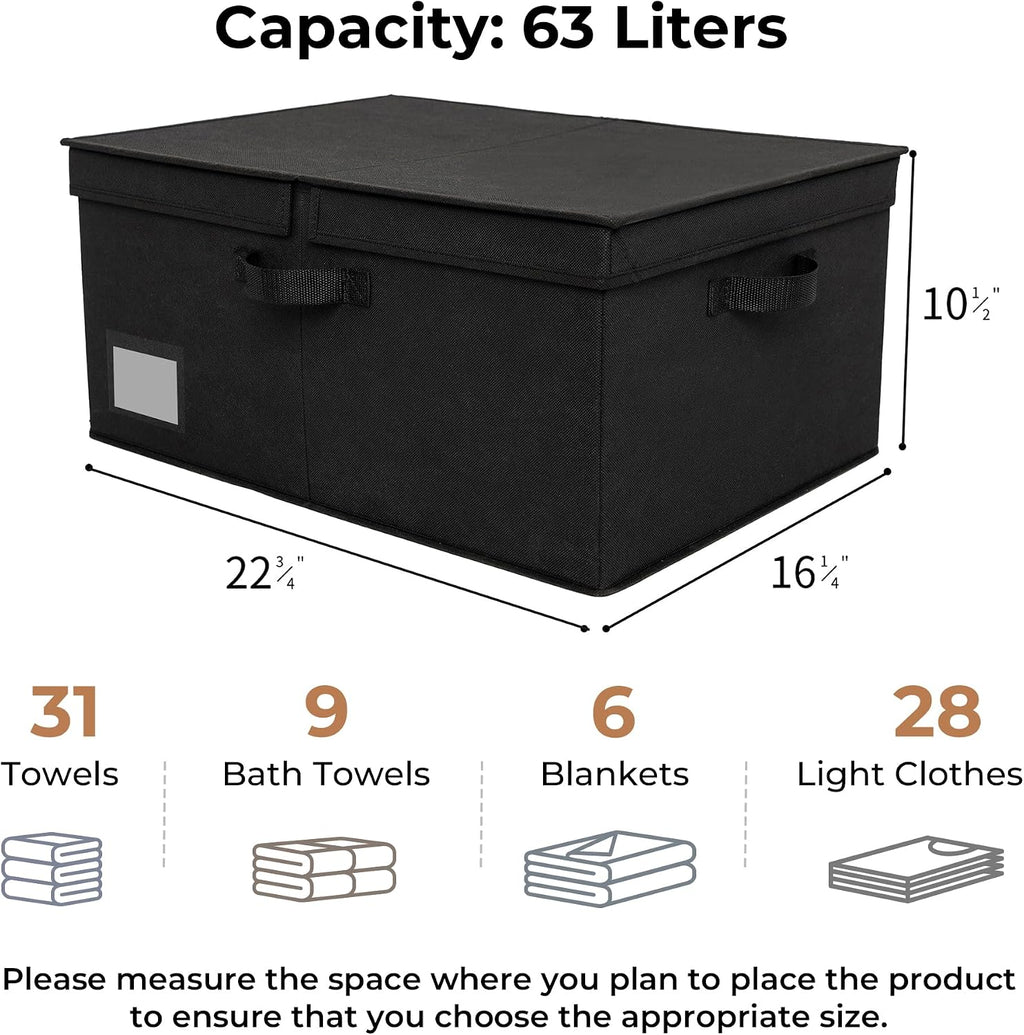 GRANNY SAYS Extra Large Storage Bins with Lids, Closet Bins, Black