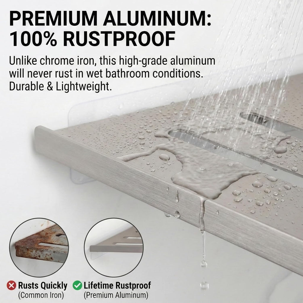 BVL Corner Shower Shelf, 8 Inch Brushed Nickel 2-PACK Bathroom Corner Organizer, 3M Adhesive Wall Mounted Shower Caddy, Waterproof Rustproof Metal Storage Rack for Shampoo Soap
