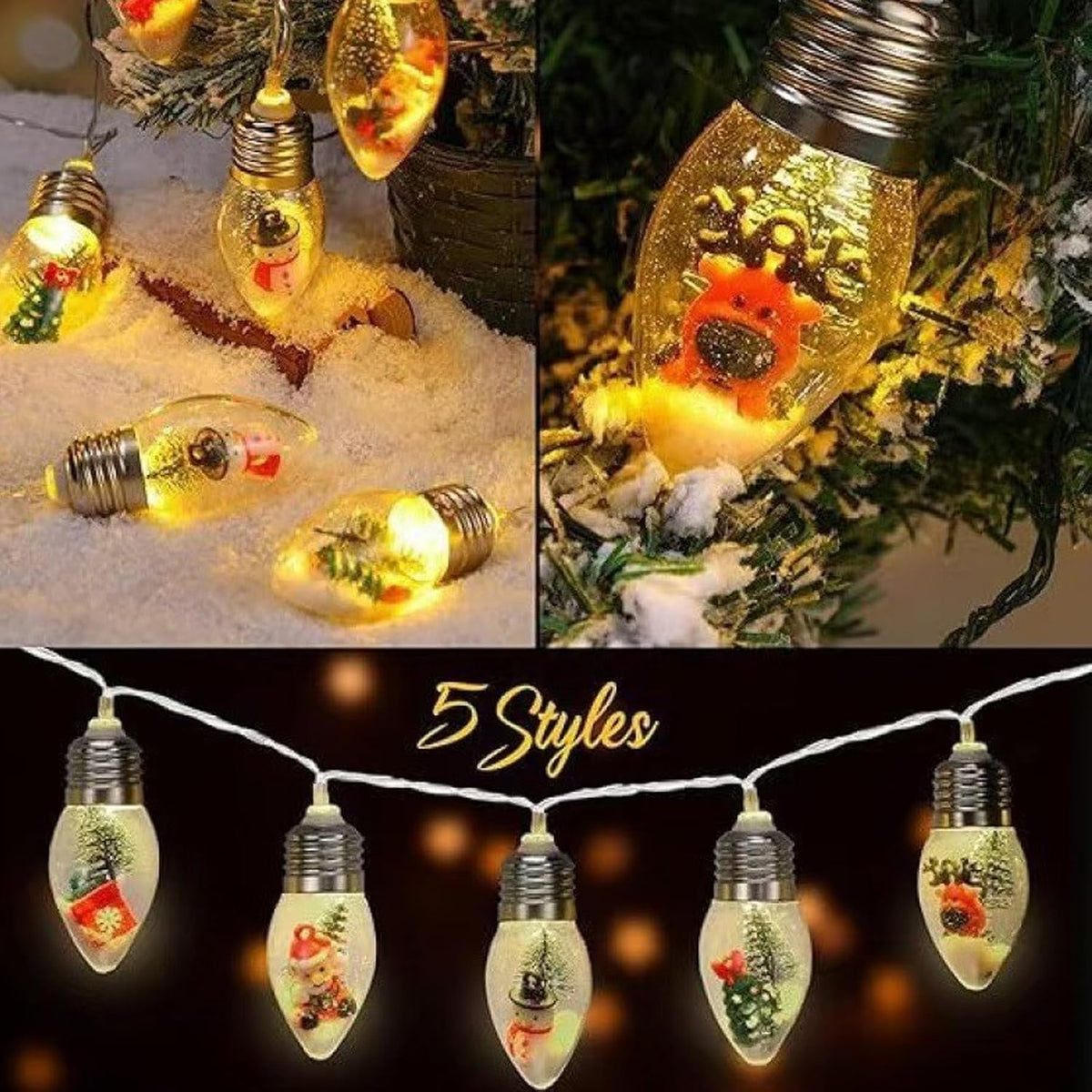 Neioaas 6FT Christmas Tree String Light -10 LED Vintage Xmas Bubble Lights