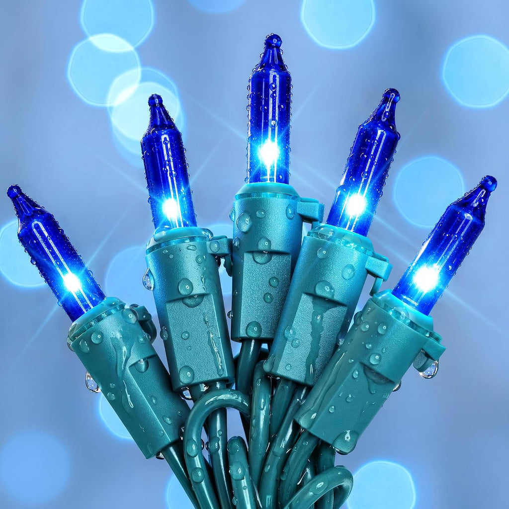 Blue Christmas Lights,13FT 50 Count Mini Clear String Lights