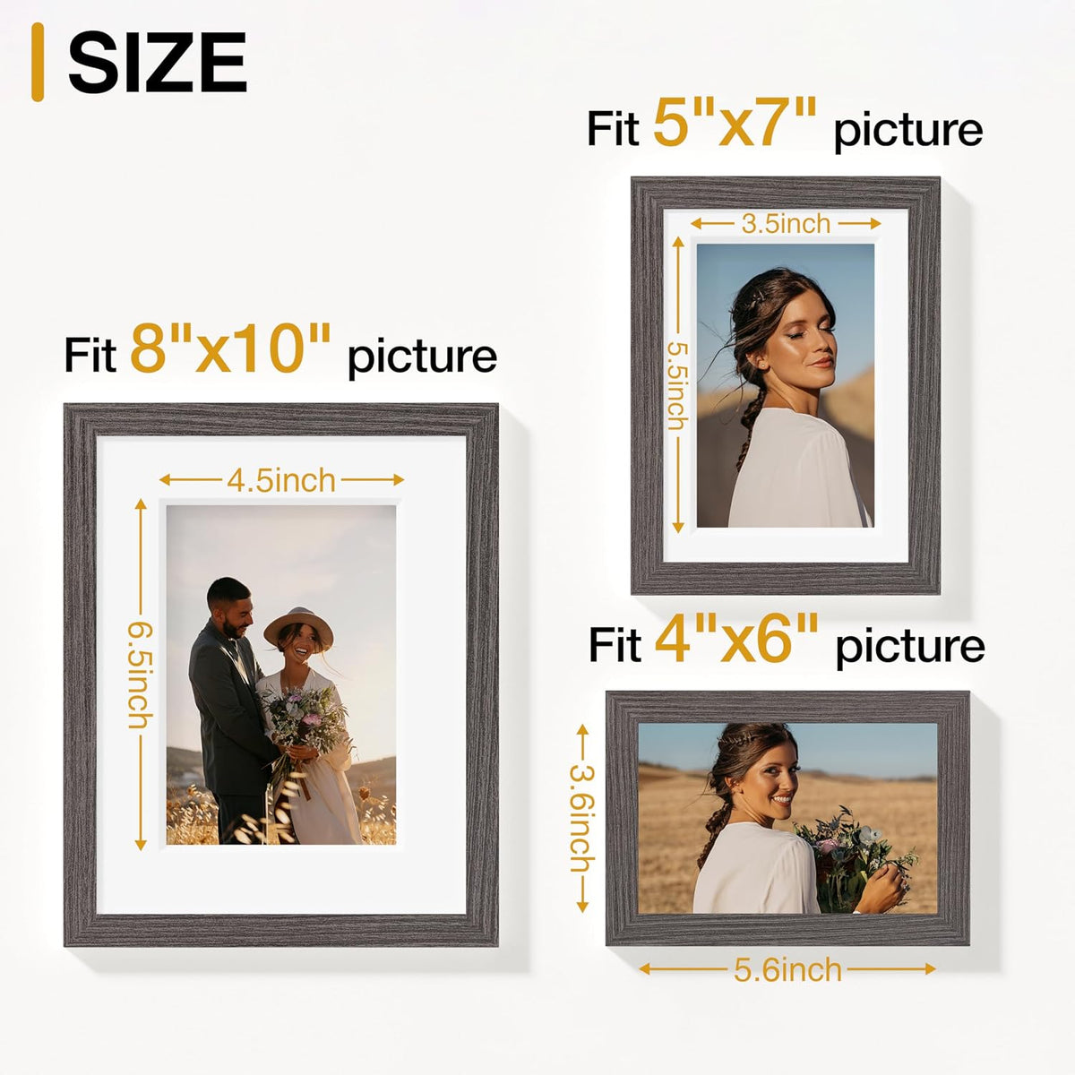 Vittanly 10 Pack Picture Frames Collage Wall Decor, Rustic Grey