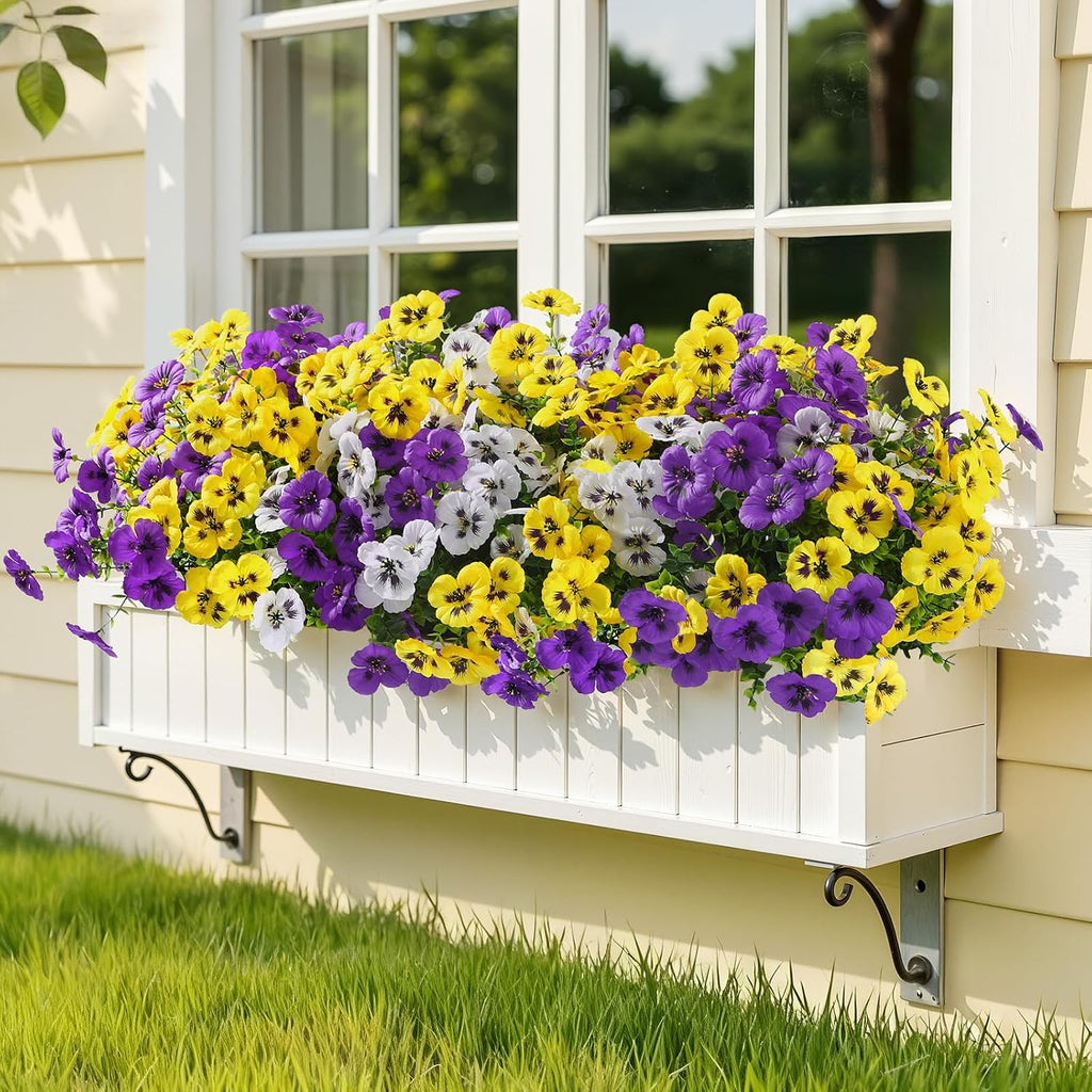 Alupssuc 48 Bundles Artificial Flowers UV Resistant for Outdoor Decor