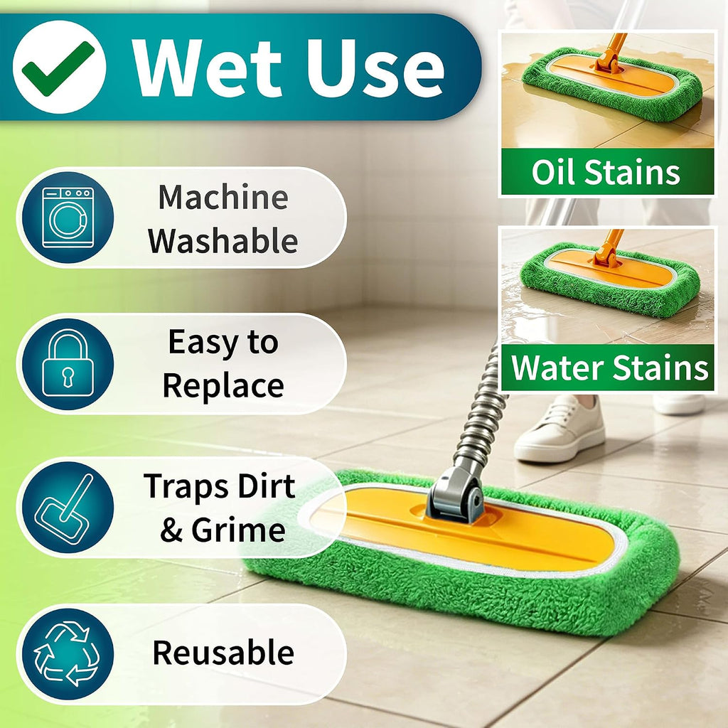 12 Pack Reusable Microfiber Mop Pads Compatible with Swiffer Sweeper