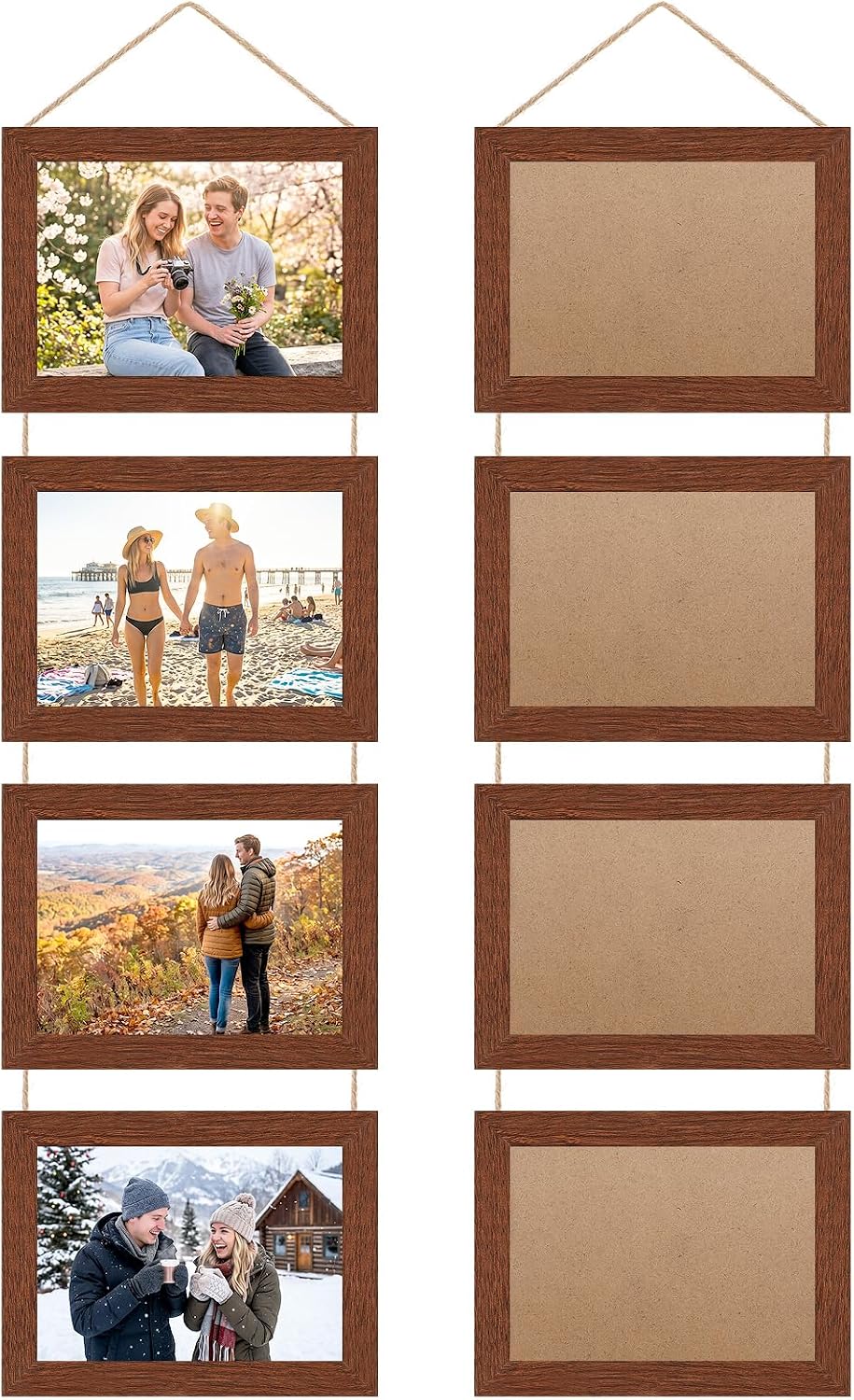 5x7 Wooden Hanging Collage Picture Frames, Farmhouse Wall Decor, 8 Openings