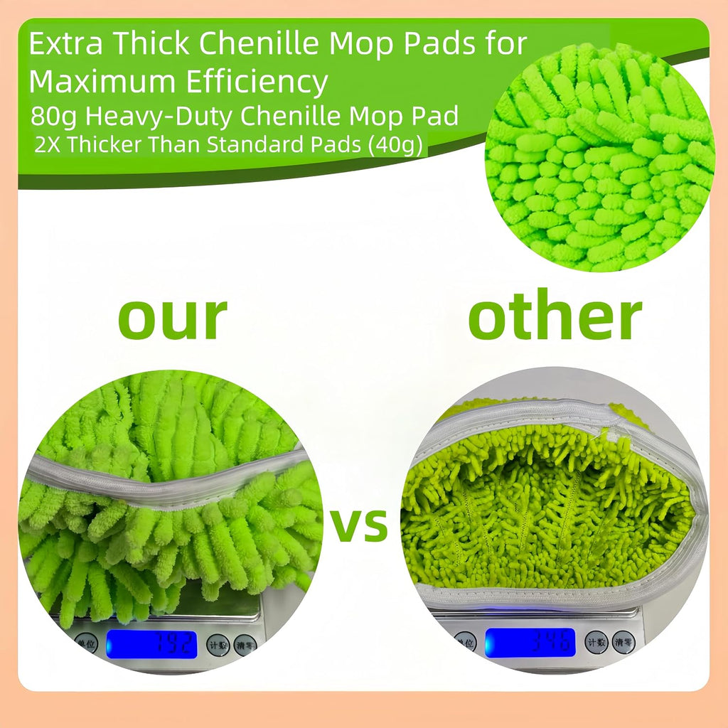 Reusable Chenille Mop Pads Compatible with Swiffer Sweeper,Mop Refills