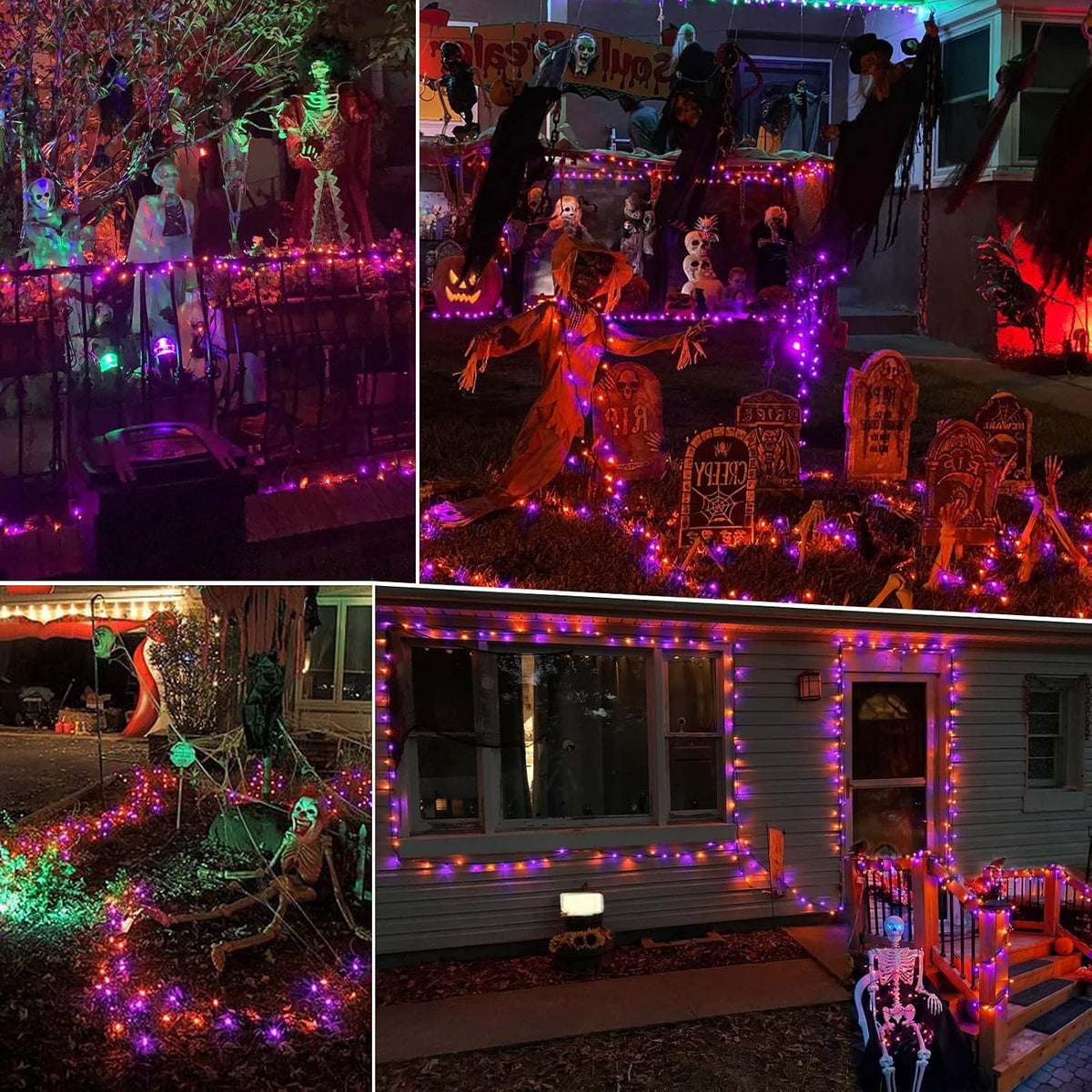 ODEETRONIC Purple Orange Incandescent Halloween Lights, 21.63 ft, 100 Count