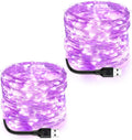 Blingstar USB Powered Fairy Lights, 2 Pack 33Ft 100 LED, Flexible Silver Wire, Mini String Lights for Christmas Tree/Halloween/Bedroom/Camping/Holiday Decoration, Purple