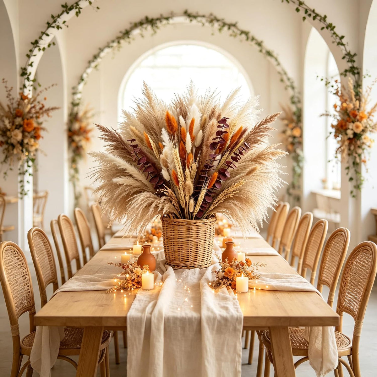 530/450Pcs Dried Pampas Grass Set for Dry Flower Home Decor (450Pcs Fall)