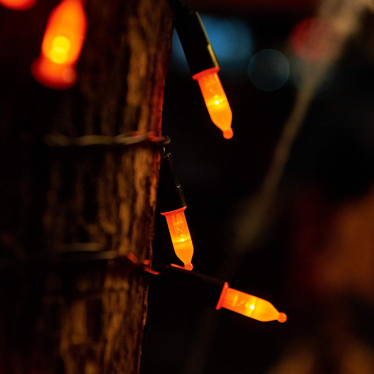 Twinkle Star Orange Halloween Lights Battery Operated,16FT 50 LED