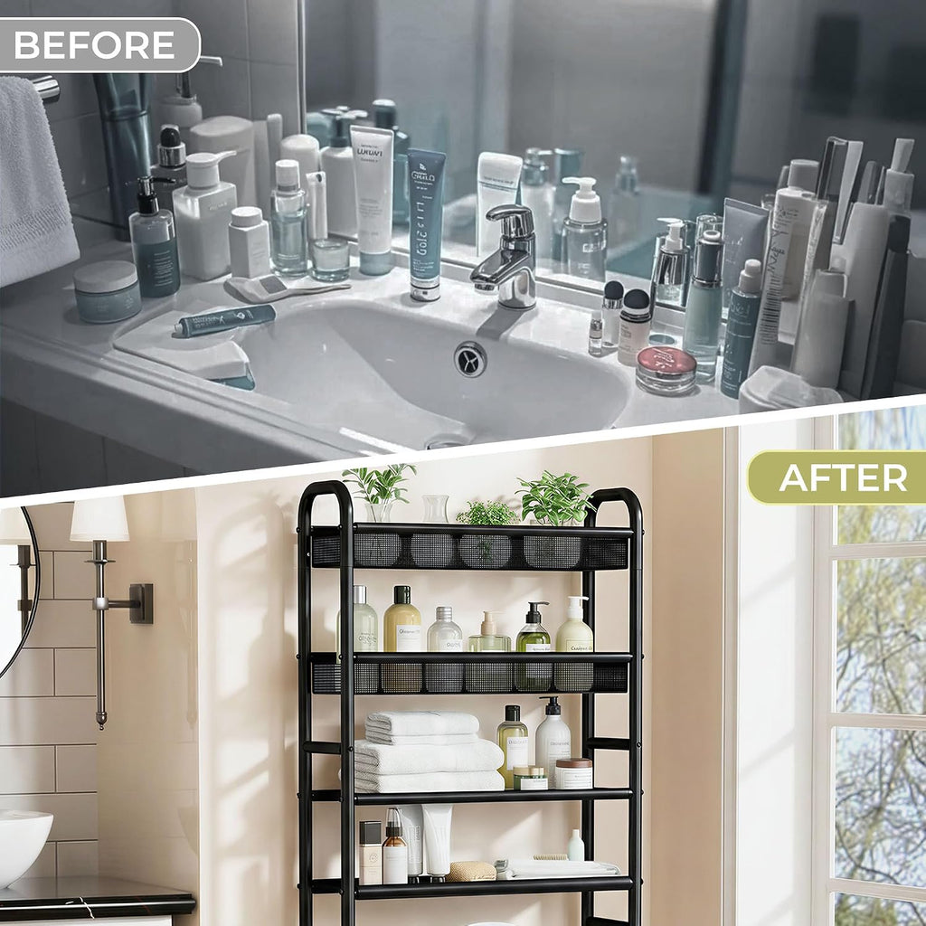 4-Tier Over The Toilet Storage Shelf, Bathroom Over Toilet Organizer
