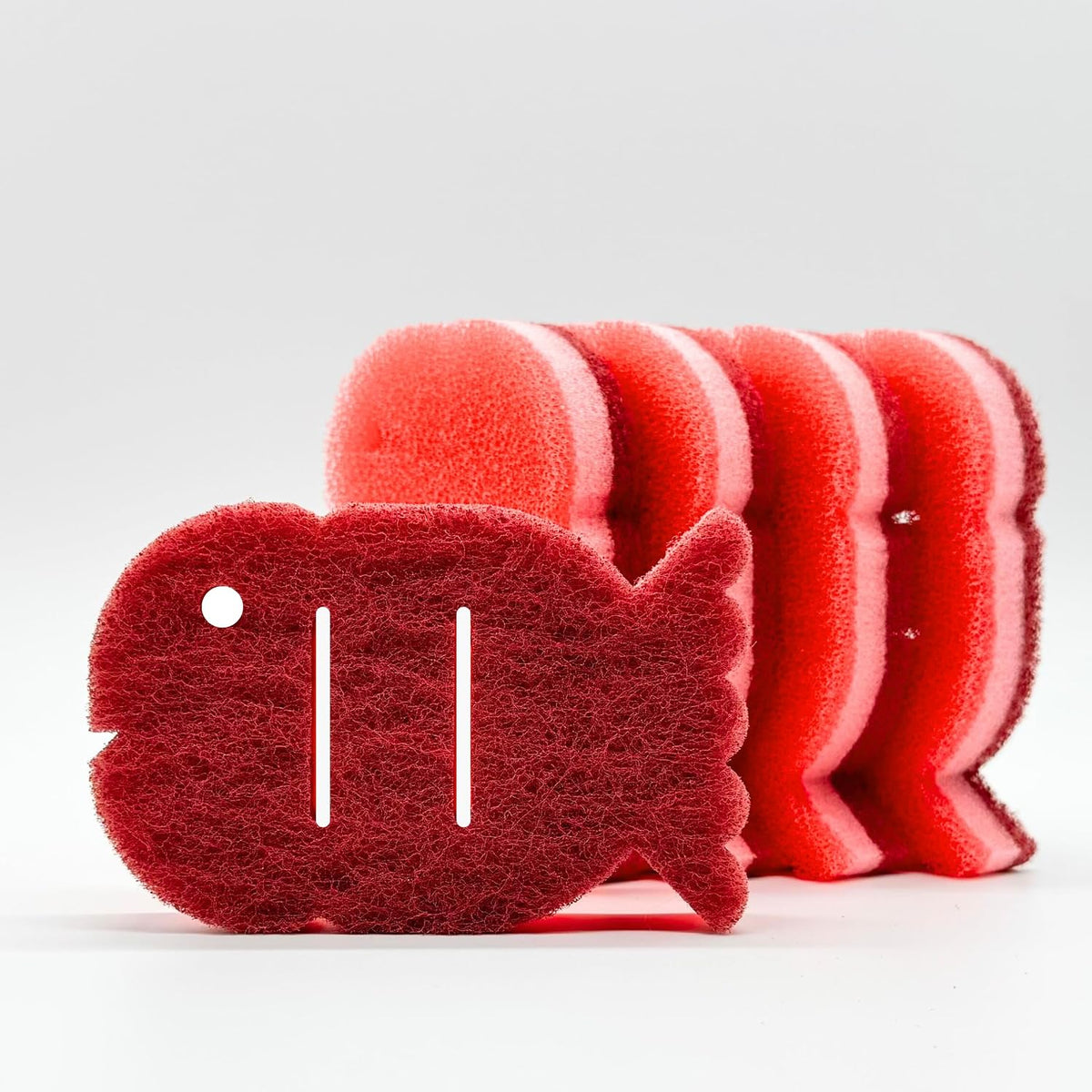 5 Pack Multipurpose Dual Sided Triple Layer Dish Sponges Kitchen (Fish)