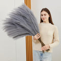 10 Pcs 39''/3.2FT Faux Pampas Grass Decor, Large Tall Fluffy Artificial Fake Flower, Bedroom Decor Boho Decor Pompas Floral for Vase Filler Farmhouse Home Wedding Decor (Grey)