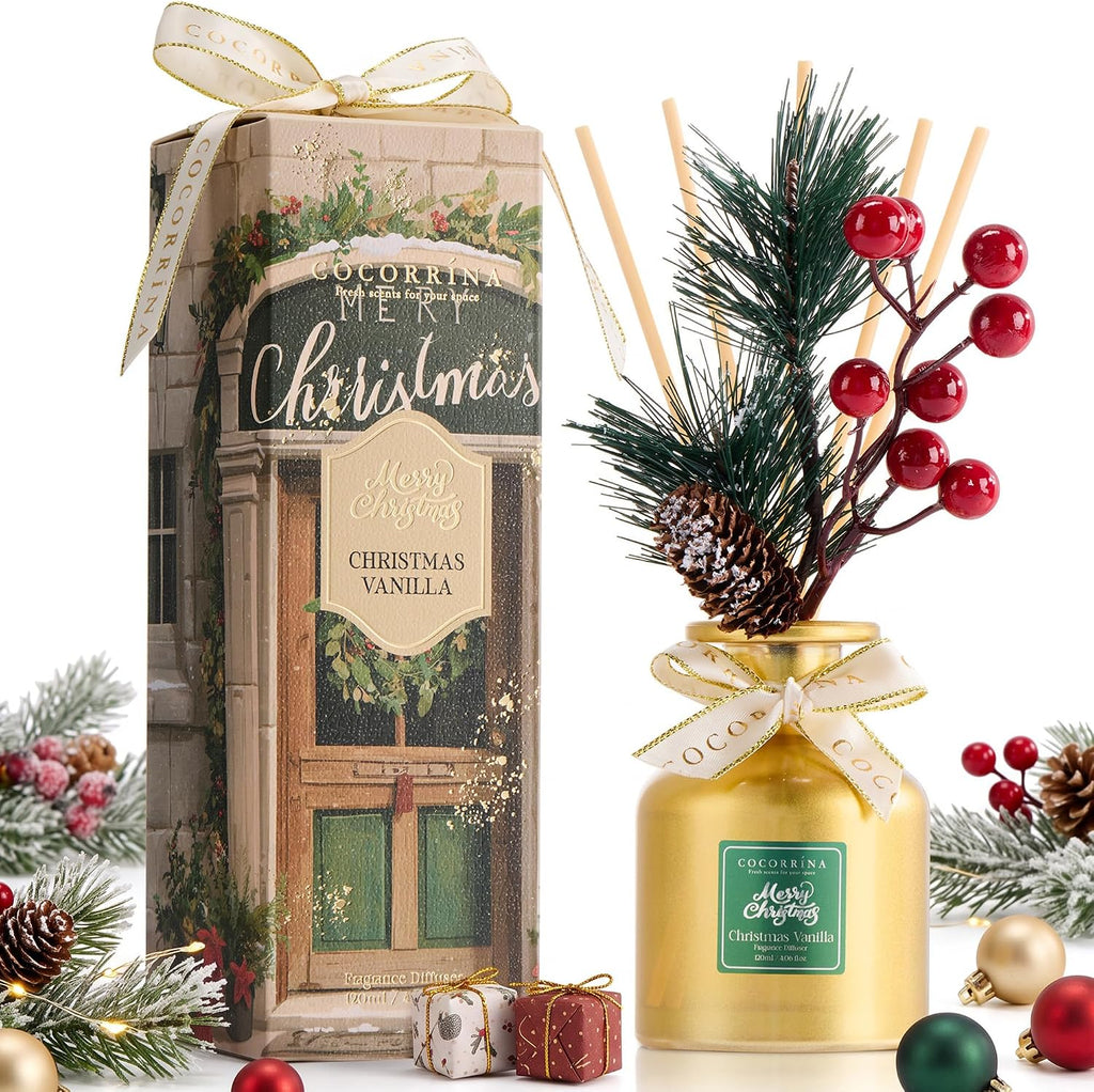COCORRÍNA Reed Diffuser Set, Christmas Vanilla, 4.06 fl oz
