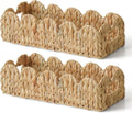 2 Pack Scalloped Water Hyacinth Toilet Tank Basket for Bathroom Decor