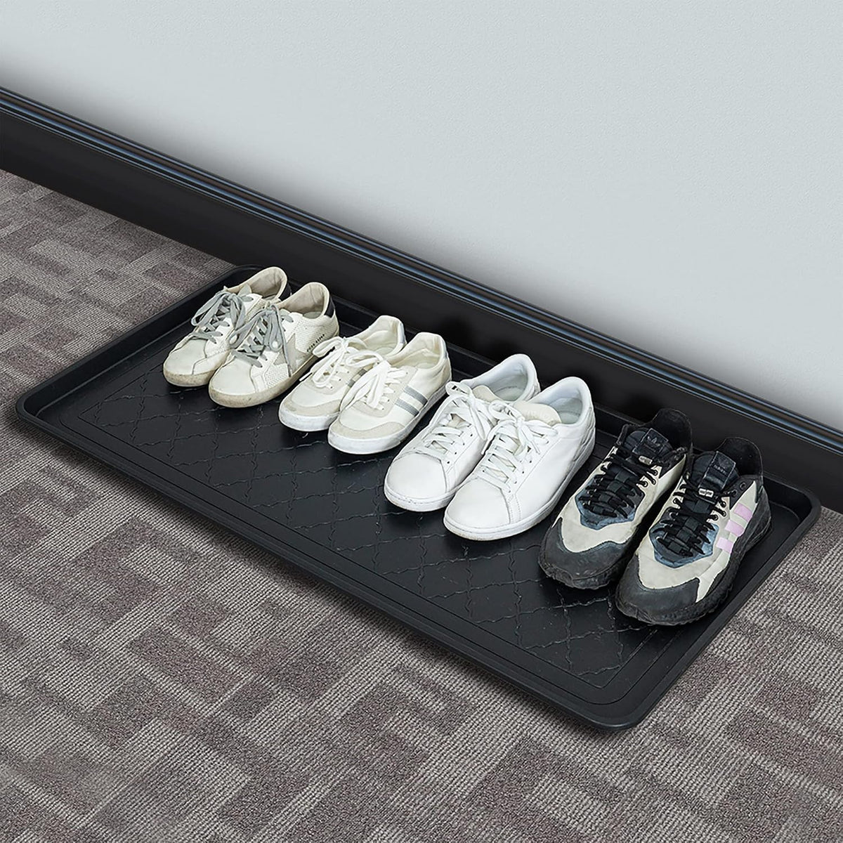 Boot Tray Black, 40x20 in - Waterproof Shoe Mat, Recycled Material