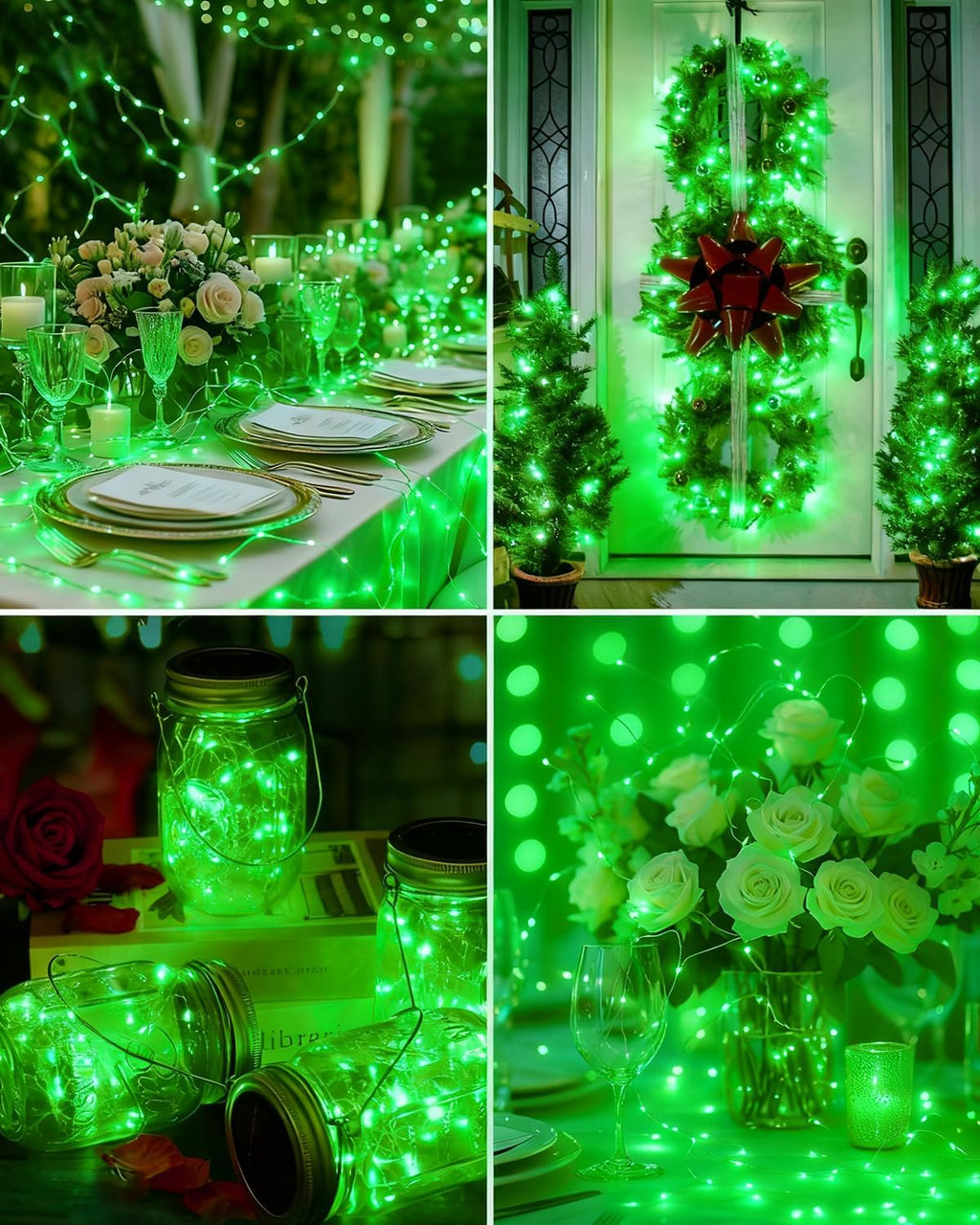 btfarm 6 Pack Fairy Lights Battery Operated, 7FT 20 LED Mini String Lights Waterproof Silver Wire for Mason Jars Centerpiece Table Crafts Bedroom Christmas Decoration, Green