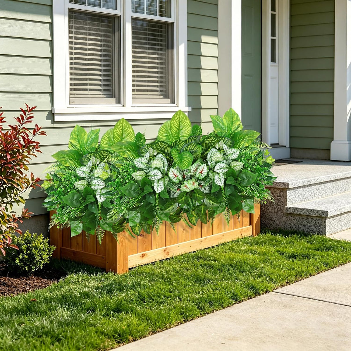 12 Bundles Artificial Plants for Indoor Outdoor UV Resistant Faux Plants