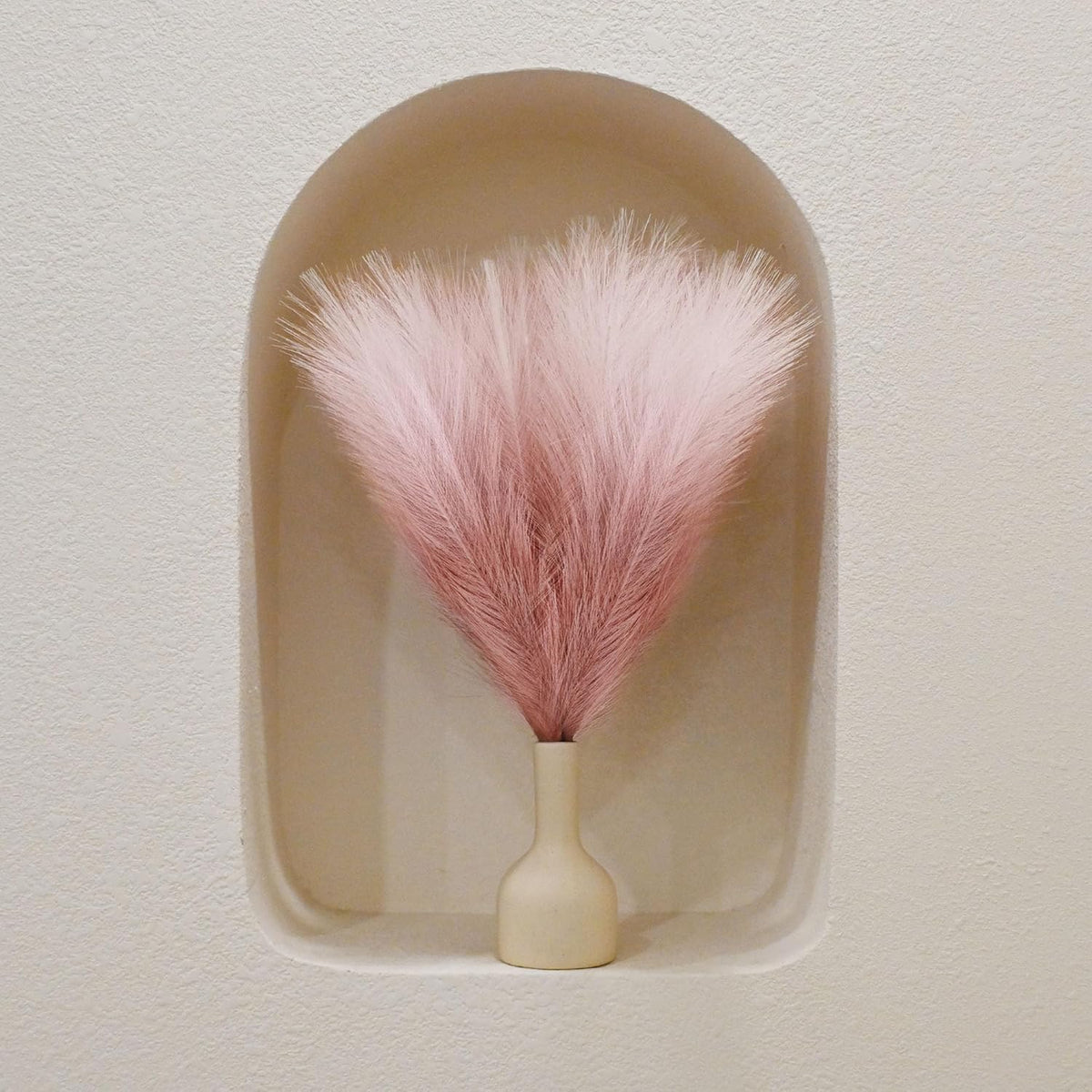 6 PCS Faux Pampas Grass Arrangement - 18"/45cm Artificial Fluffy Pompous Grass Stems for Boho Chic Home and Wedding Decor (Pink Gradient)