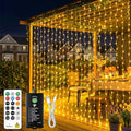 HXWEIYE Rechargeable 300LED Curtain Lights Battery Powered,9.8x9.8Ft,Remote