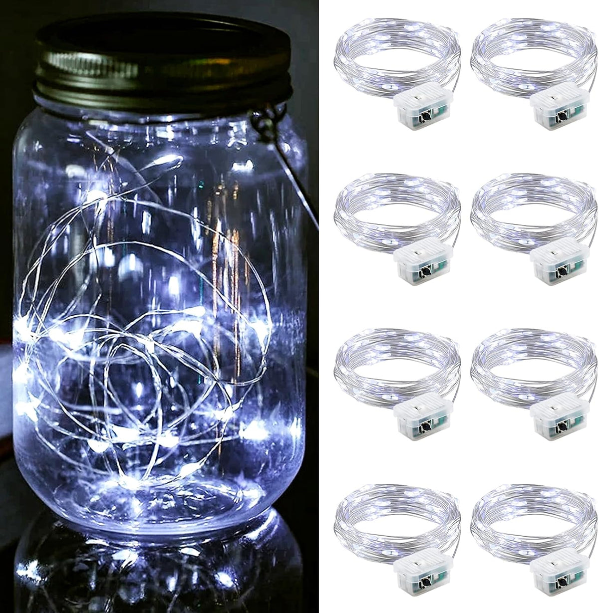 ZGWJ 8 Pack White Fairy Lights, Mini String Lights