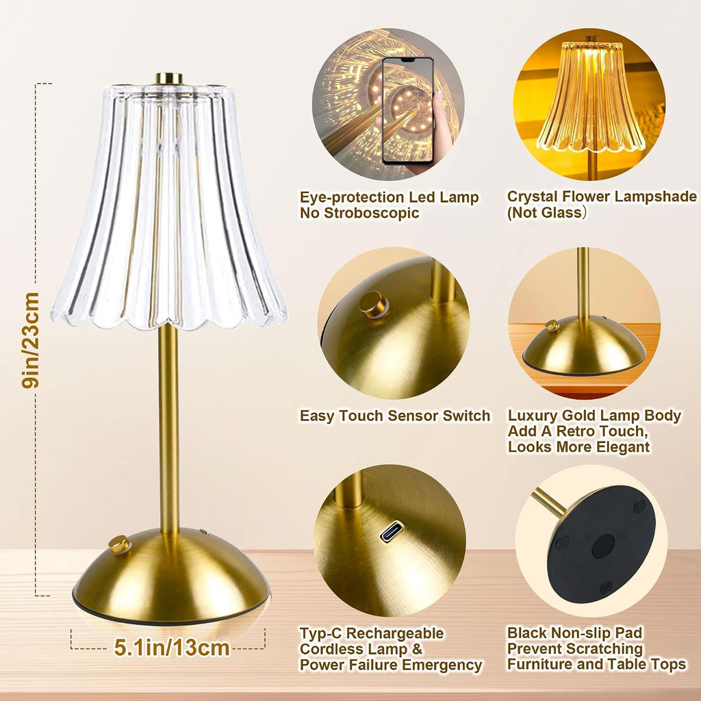 Cordless Table Lamp Rechargeable Desk Lamp for Nightstand,Bedside,Kitchen,Living Room High Capacity Battery Powered-2600mAh