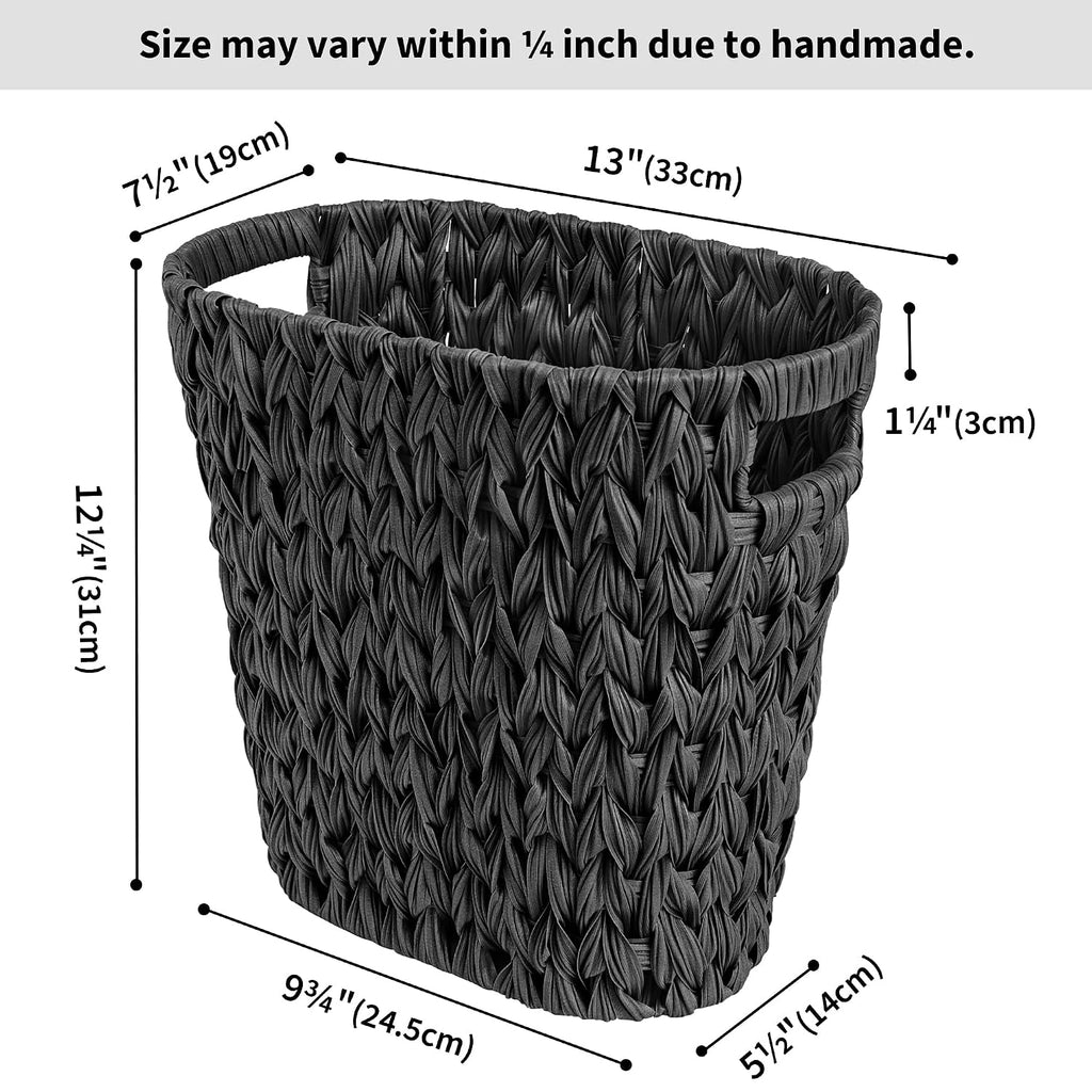 GRANNY SAYS Wicker Trash Can, Wicker Waste Basket for Bathroom, Black