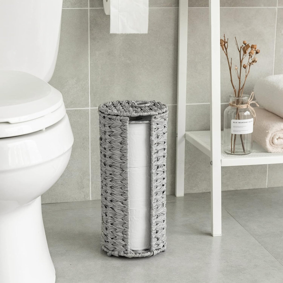 GRANNY SAYS Toilet Paper Storage with Lid, Wicker Toilet Paper Holder