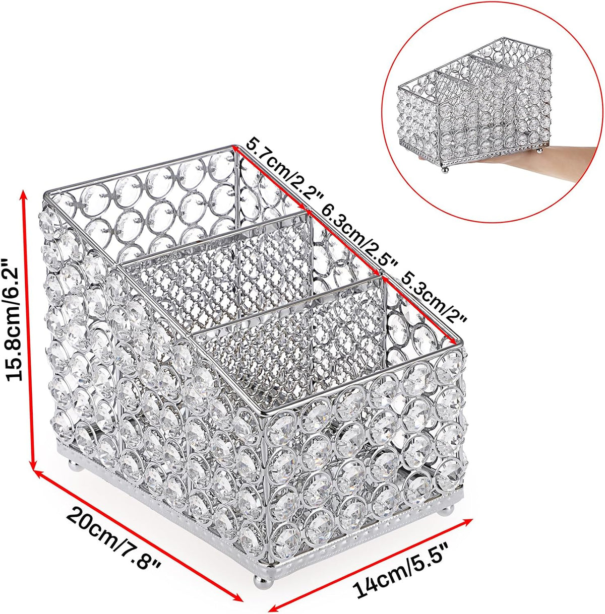Sumnacon Remote Control Holder Crystal Remote Holder for Table Gorgeous TV Remote Holder with 3 Slots Stylish Table Remote Caddy Decorative Remote Control Organizer for Bedroom Living Room Office