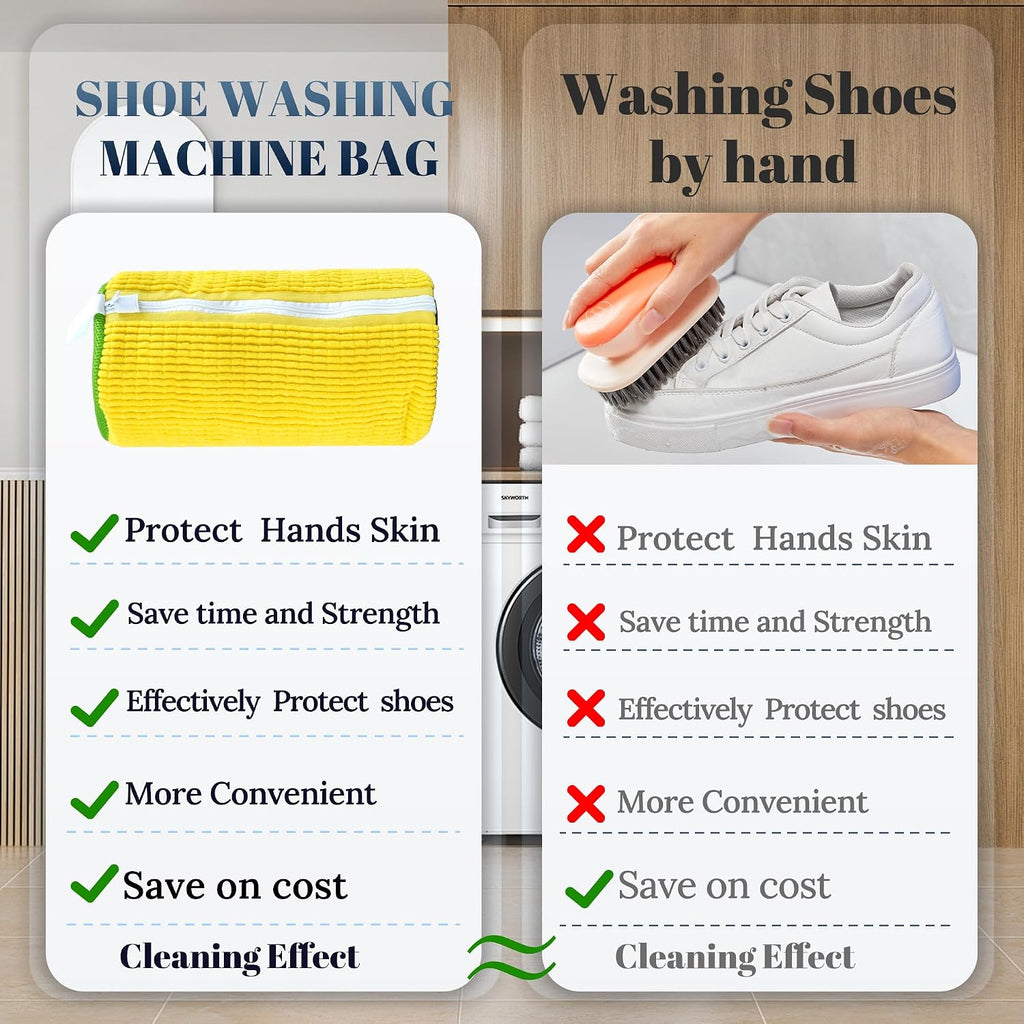 Shoe Washing Machine Bag, Laundry Shoe Bag for Washer and Dryer,2Pcs Reusable Shoe Bag for Washing Machine Fit Most Shoes Types (Yellow 2 pcs)