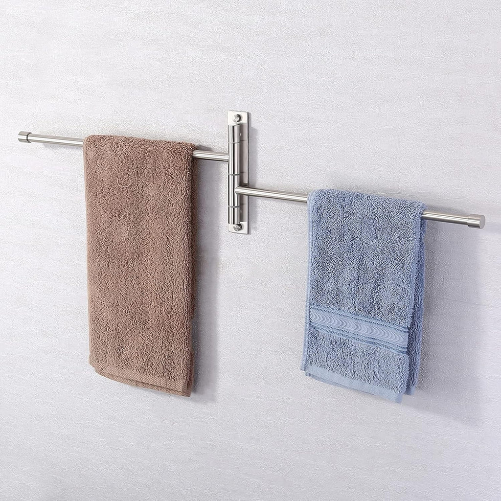 KES Bathroom Towel Bar 13.8 Inch, Swing Out 2-Arm, Wall Mounted