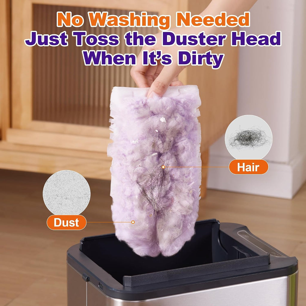 JOYMOOP Scented Telescopic Duster kit, 3FT Extendable Handle (Purple) + 24 Purple Refills for Swiffer Feather Duster,Easy Cleaning for Ceilings, Ceiling Fans, Blinds, Vents & Shelves