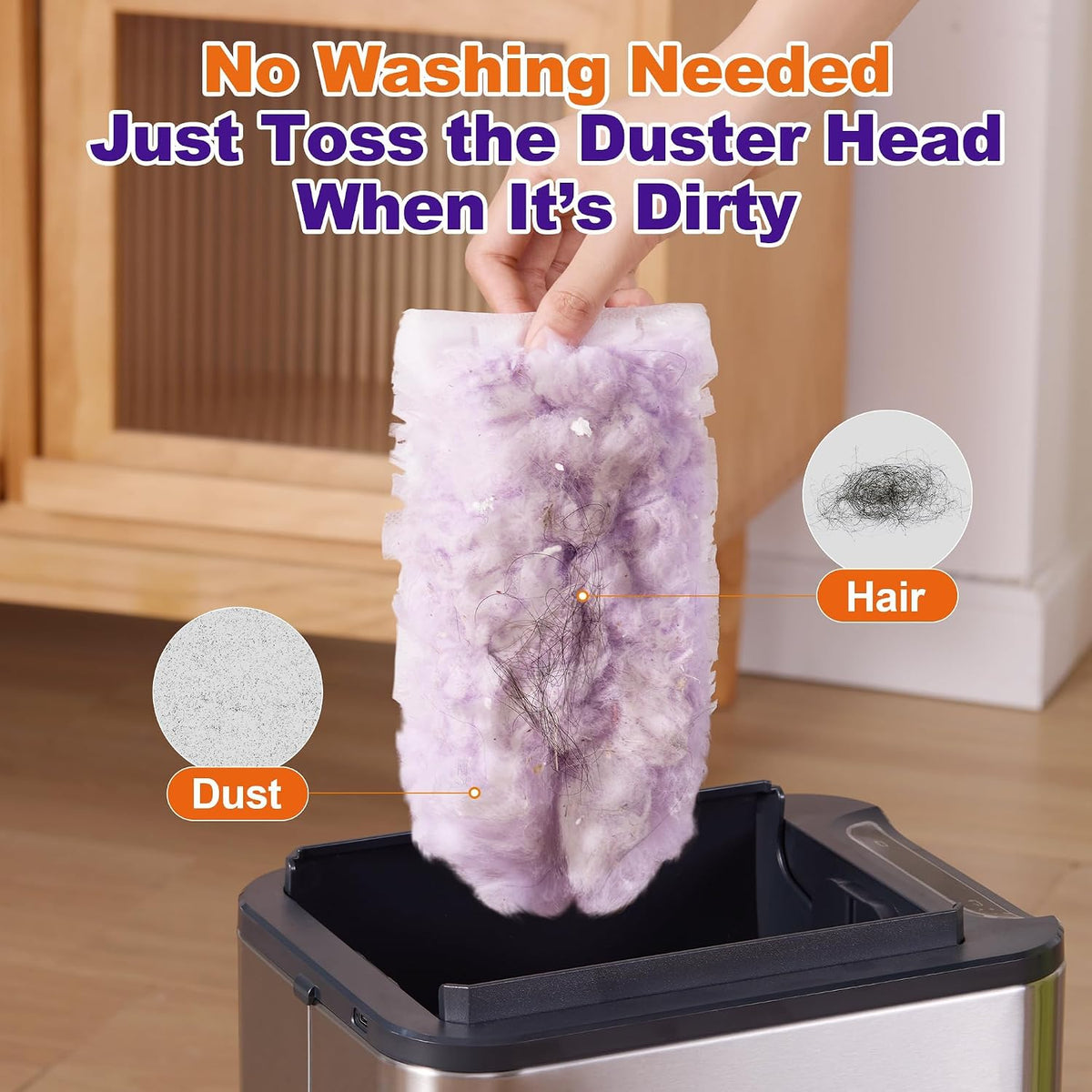 JOYMOOP Scented Telescopic Duster kit, 3FT Extendable Handle (Purple) + 24 Purple Refills for Swiffer Feather Duster,Easy Cleaning for Ceilings, Ceiling Fans, Blinds, Vents & Shelves