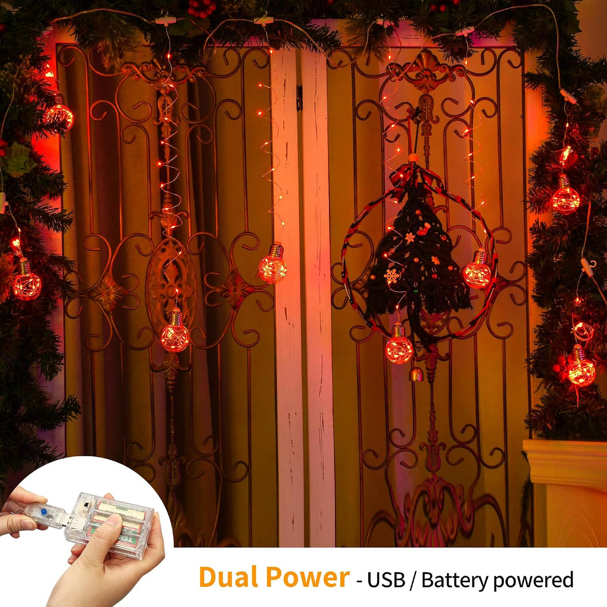 YOLIGHT Wishing Ball Curtain Lights 9.8 x3.3 ft, USB/Battery Powered