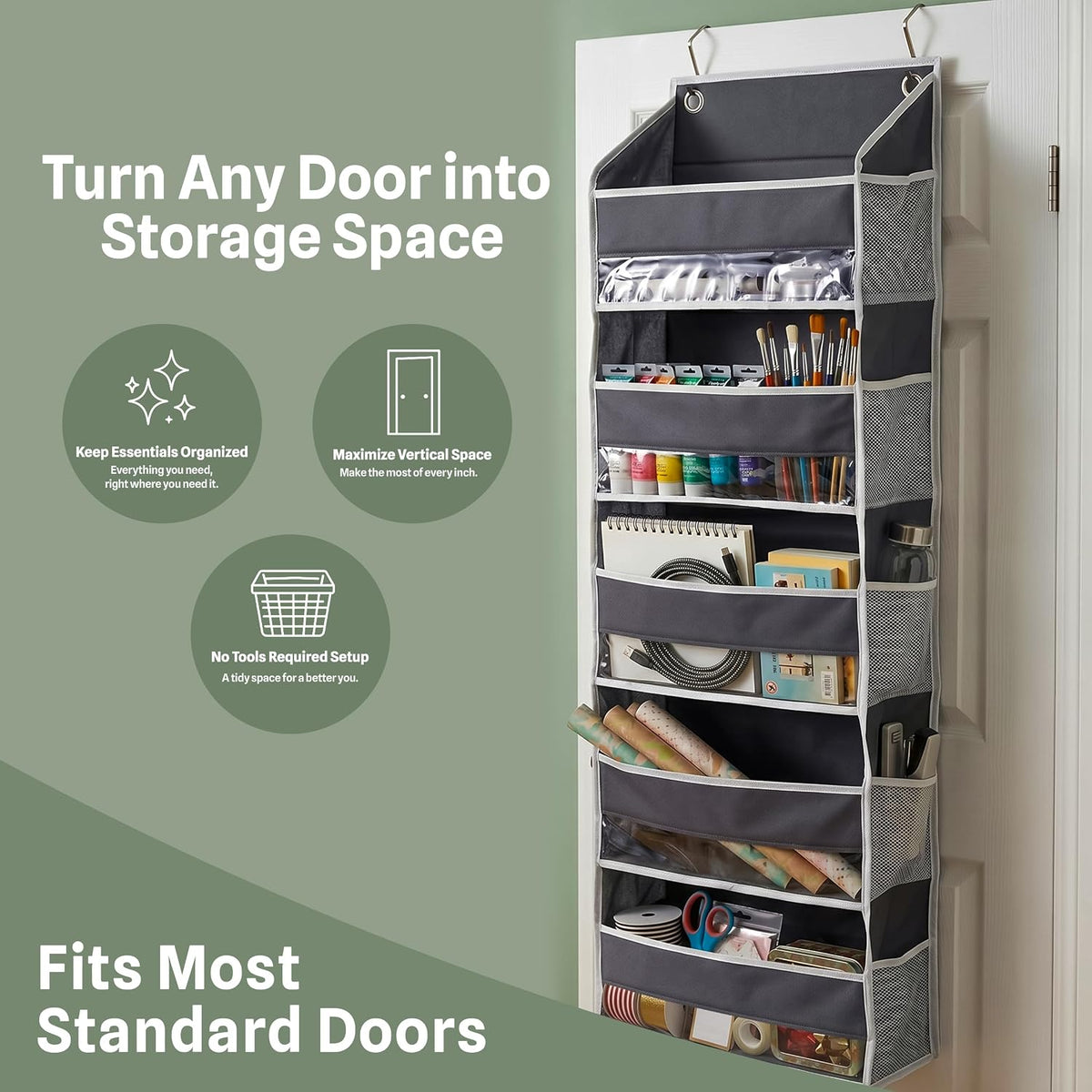 Utopia Home 5 Shelves Hanging Closet Organizer, Dark Grey, Pack of 1