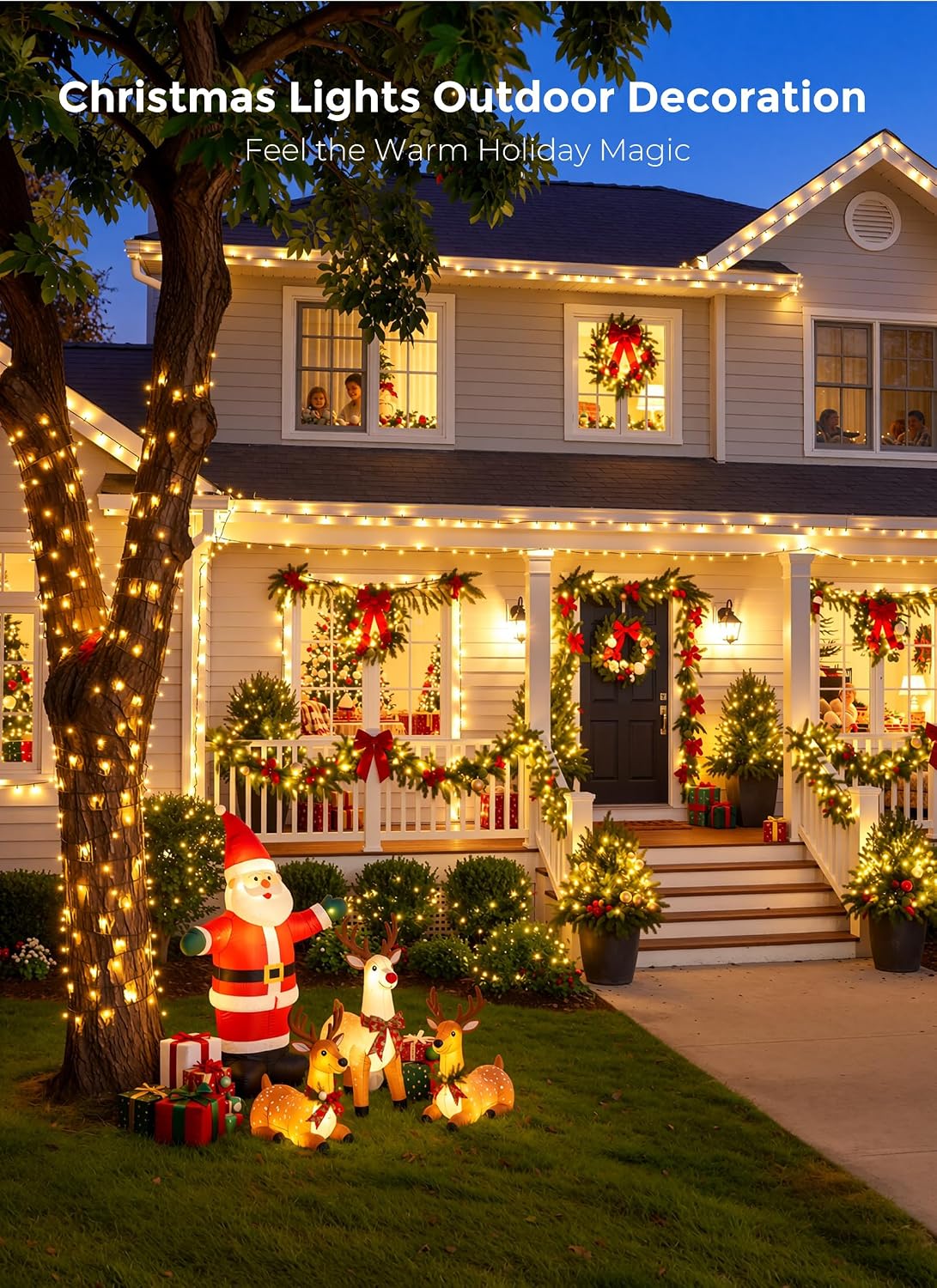 Brightown 130FT 400LED Christmas Lights Outdoor Warm White String Lights