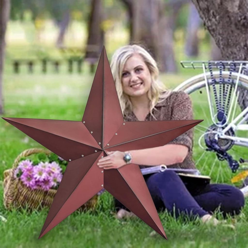 COOZZYHOUR 48Inch Large Metal Barn Star Outdoor Wall art Decor-Americana Exterior House Decor-Metal Star for Outside Texas Stars Art Rustic Vintage Western Country Home Farmhouse Decoration