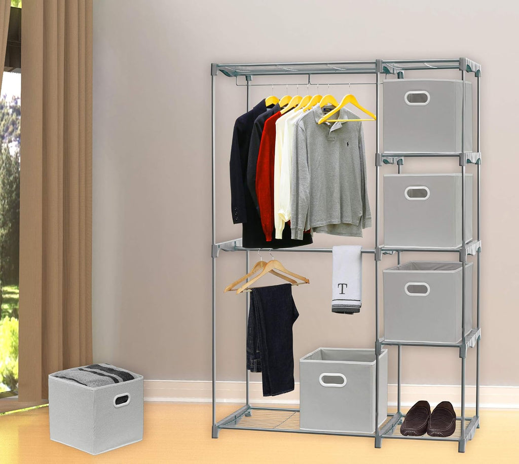 Simple Houseware 11-Inch Foldable Cube Storage Bins with Handles, Gray