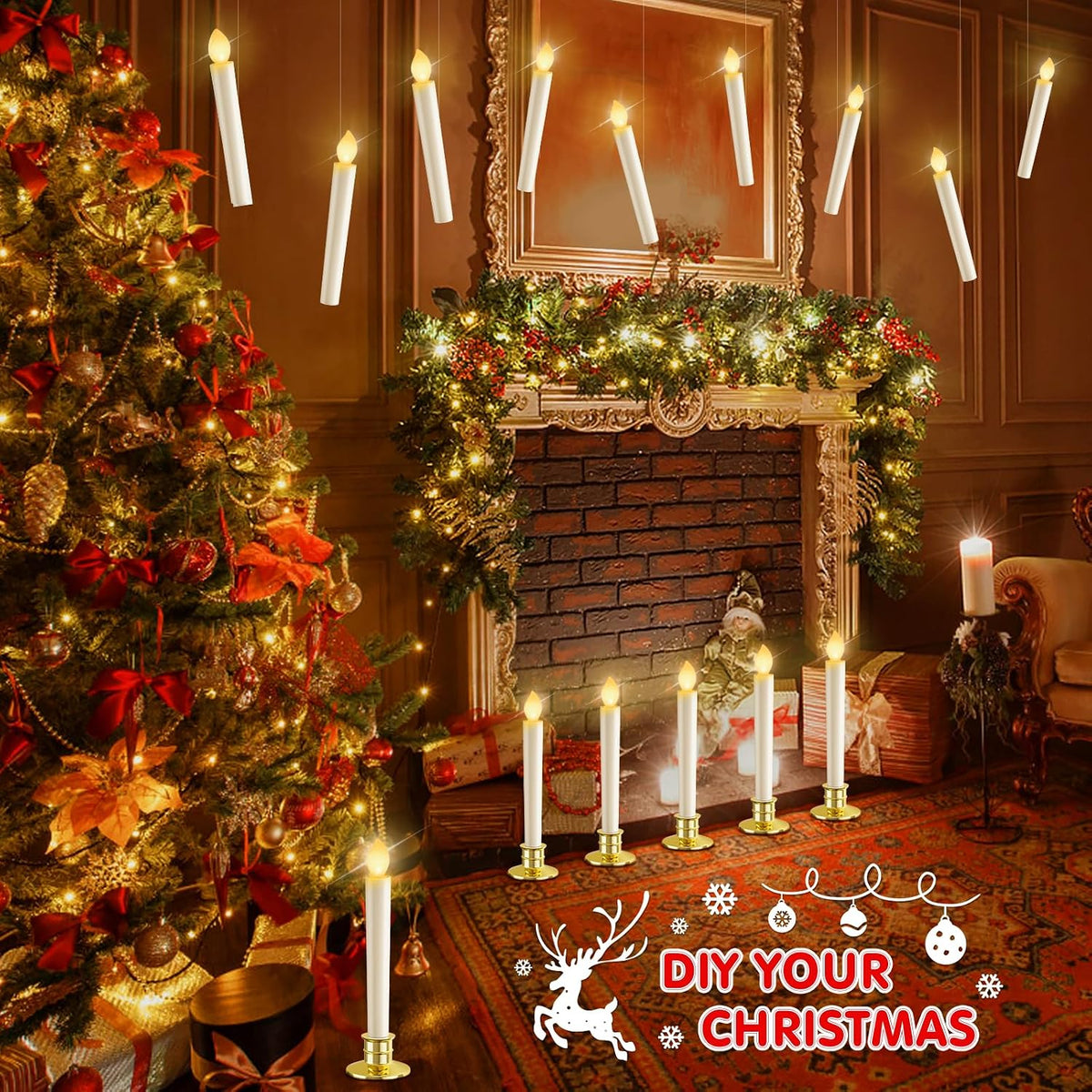 10 Pack Christmas Window Candles Lights Battery Operated Candles Decoration