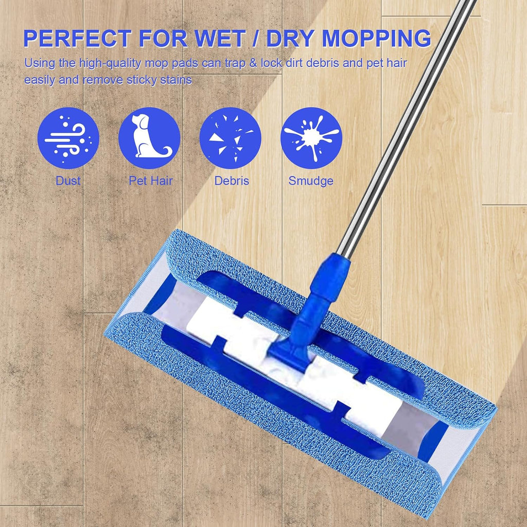 16" Microfiber Mop Pads Replacement for MR.SIGA - Reusable Washable Floor Cleaning Head for Mop (8 Packs)