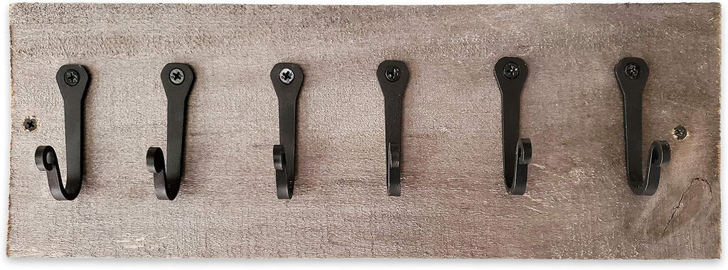 Heavy Duty Cast Iron Wall Hooks – Multi-Purpose hangers for Cast Iron Pots & Pans, Mugs, Towels, Coats, Hats, fireplace, Entryway & More – Rustic Farmhouse Craftsman Décor – Matte Black (6 Pack)