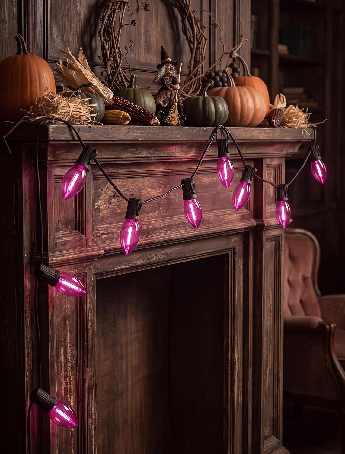 C9 LED Clear Purple Replacement Light Bulbs for Halloween Decorations, 120V