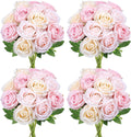 48 PCS Champagne & Pale & Light Pink Roses Artificial Flowers
