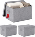 WUIKE Storage Bins with Lids, Decorative Boxes, Ash Gray, Large, 3-Pack
