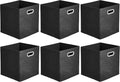 Amazon Basics Collapsible Cube Storage Bins, Space-Saving, Organizing Fabric Bins with Handles, 10.5" x 10.5" x 11", Black, 6-Pack