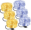 Macarrie Fairy Lights 33ft 100 LED USB Light, Warm Cool, White USB, 6 Pcs