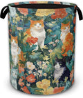 Watercolor Cats Collapsible Laundry Hamper with Handles,Oxford Cloth Laundry Basket,Storage Organizer for Bathroom Bedroom Laundry Room