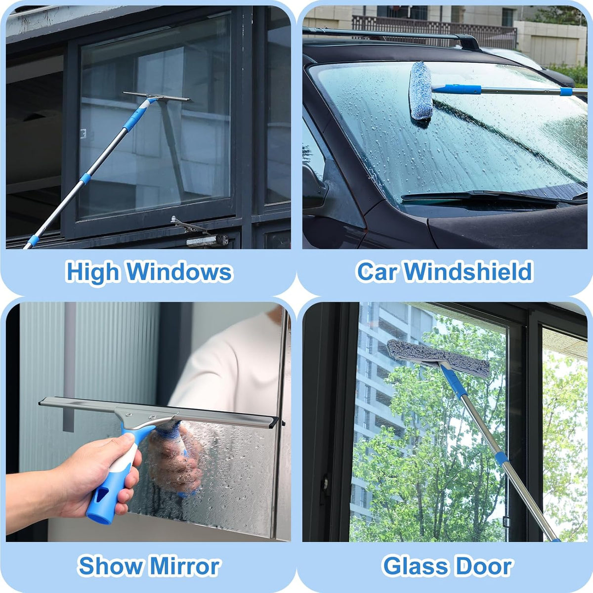 Mitclear 77'' Long Squeegee Window Cleaner Tool for Indoor Outdoor Windows